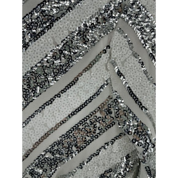 The Sang Women's Size Large White & Silver Sequin Party Dress - Picture 6 of 6